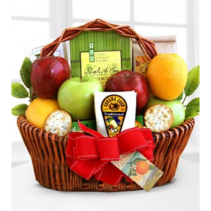 Fruitful Greeting Gourmet Basket, sympathy basket, Canadian food gift, grieving gift, edible arrangement Toronto, sympathy hamper delivery Thorn Hill