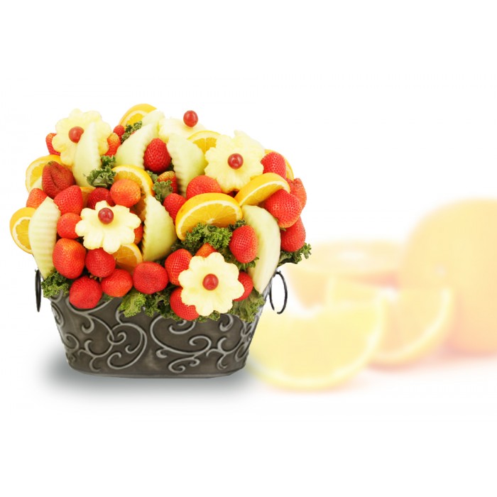 Tribute Edible Fruits, sympathy basket, fruit bouquet, strawberry arrangement, tribute gifts delivery down town Toronto